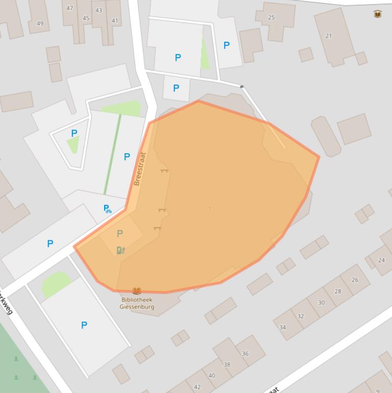 Kaart van postcodegebied 3381BS.