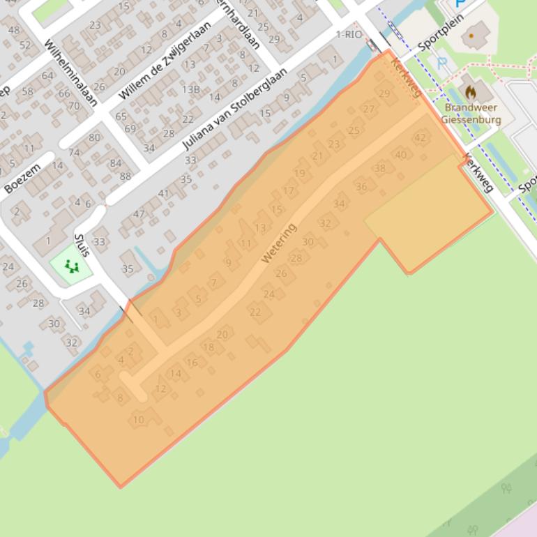 Kaart van postcodegebied 3381DL.