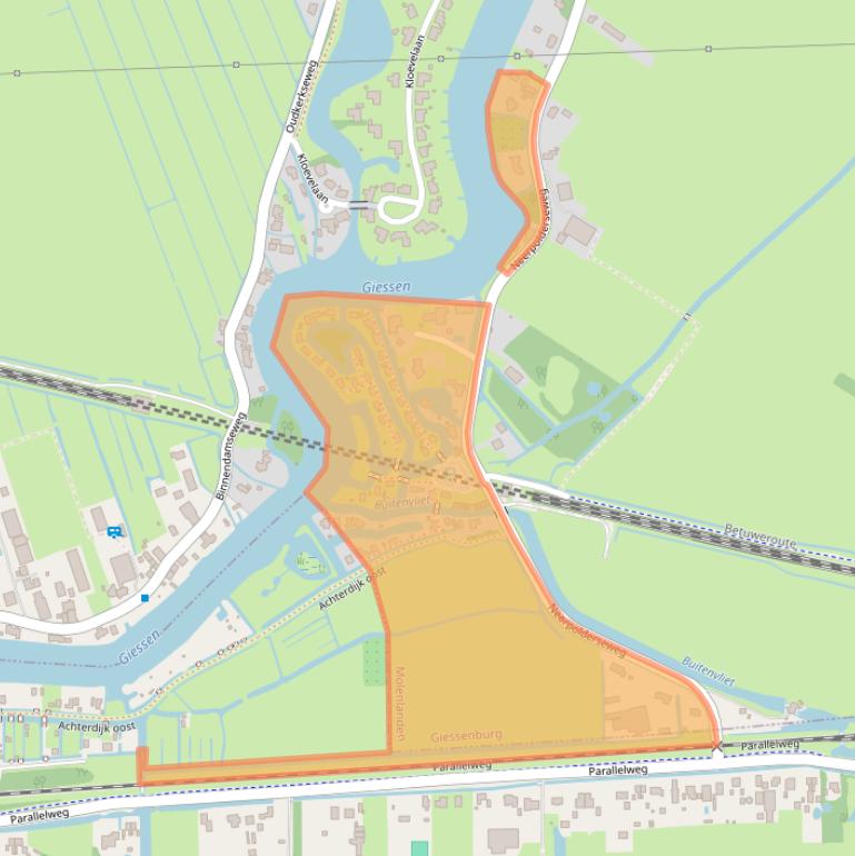 Kaart van postcodegebied 3381JV.