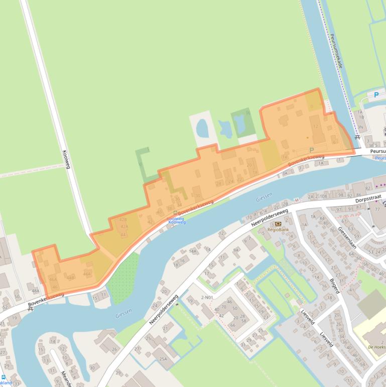 Kaart van postcodegebied 3381KB.