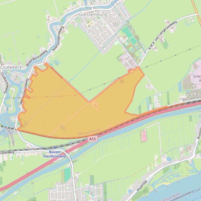 Kaart van postcodegebied 3381KD.