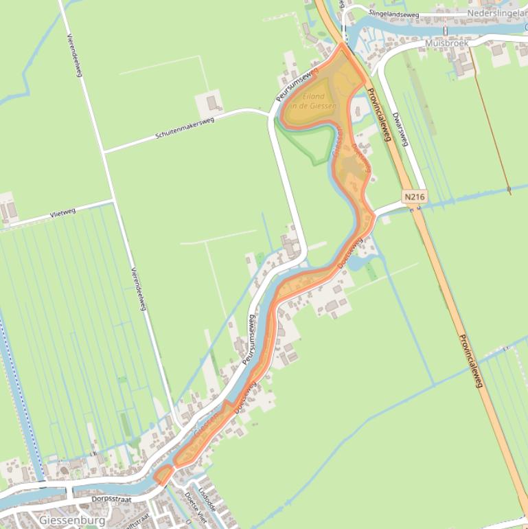 Kaart van postcodegebied 3381KE.