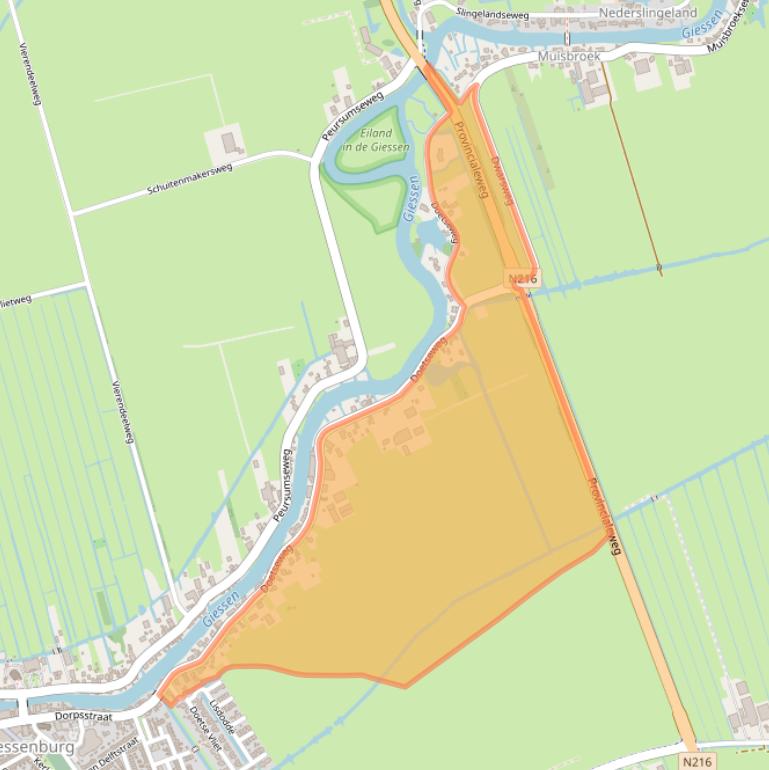 Kaart van postcodegebied 3381KG.