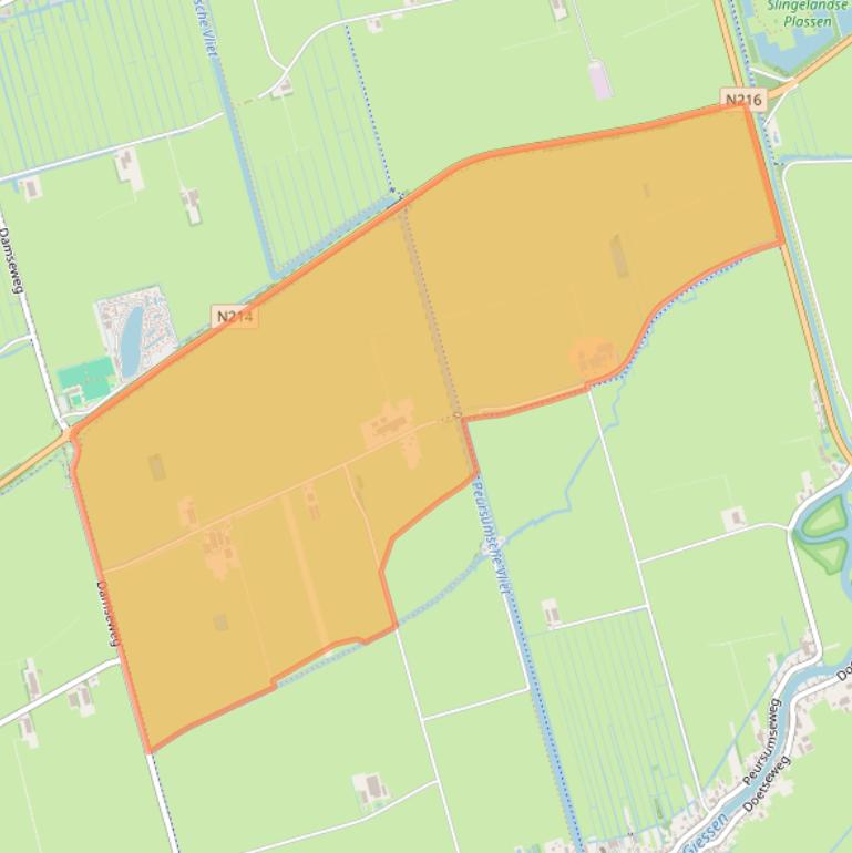 Kaart van postcodegebied 3381KH.