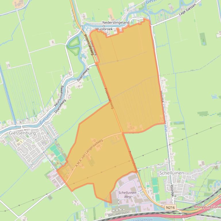Kaart van postcodegebied 3381LB.