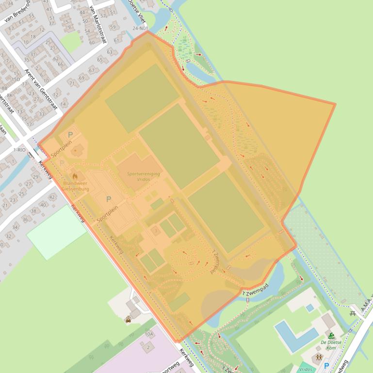 Kaart van postcodegebied 3381LL.