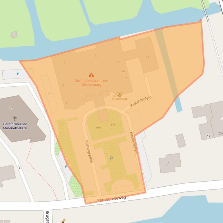 Kaart van postcodegebied 3381LT.