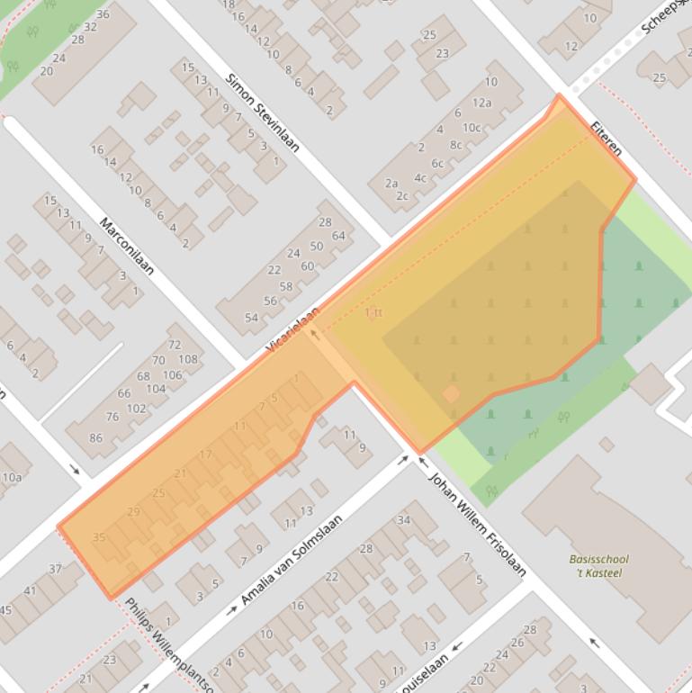 Kaart van postcodegebied 3401AP.