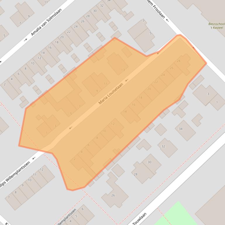 Kaart van postcodegebied 3401BA.