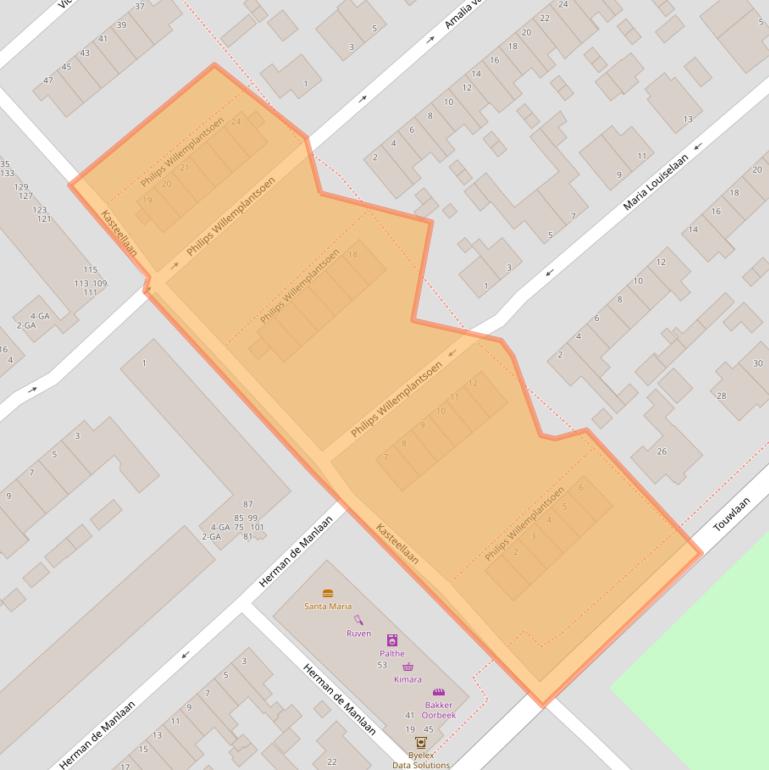 Kaart van postcodegebied 3401BB.