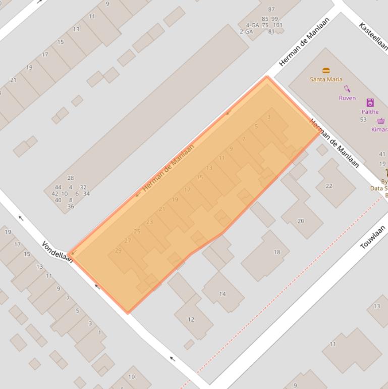 Kaart van postcodegebied 3401BE.