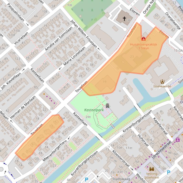 Kaart van postcodegebied 3401CA.