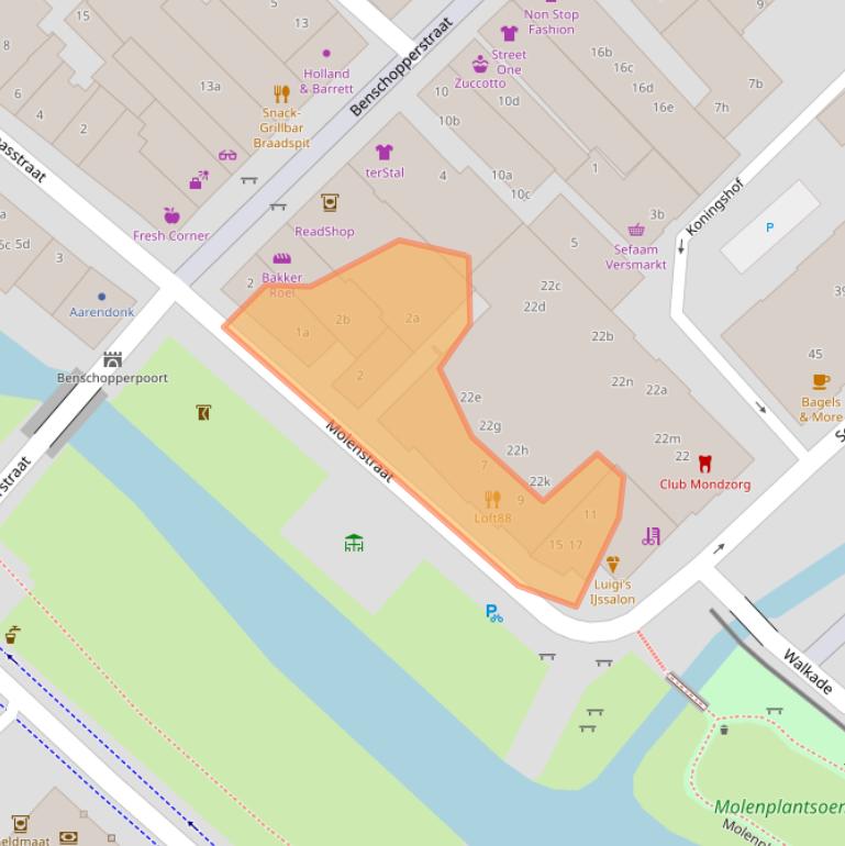 Kaart van postcodegebied 3401CX.