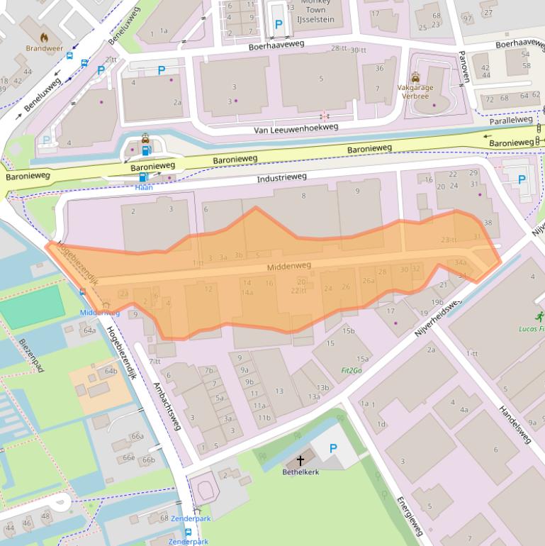 Kaart van postcodegebied 3401MB.