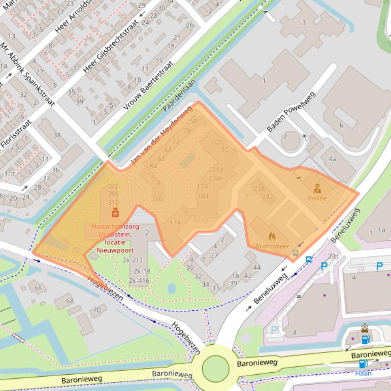 Kaart van postcodegebied 3401RJ.