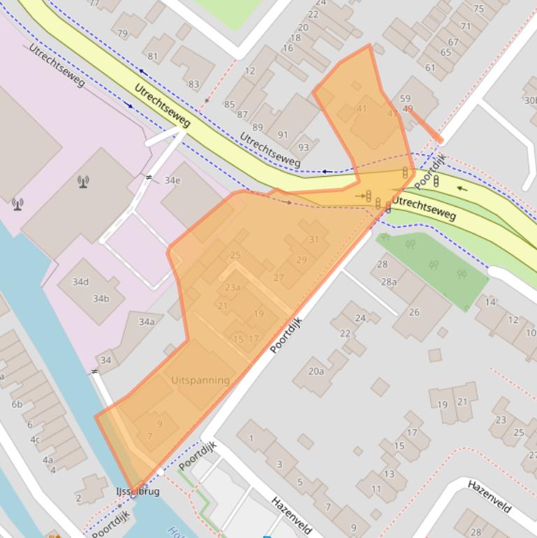 Kaart van postcodegebied 3402BM.