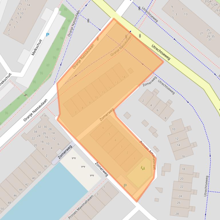Kaart van postcodegebied 3402CW.