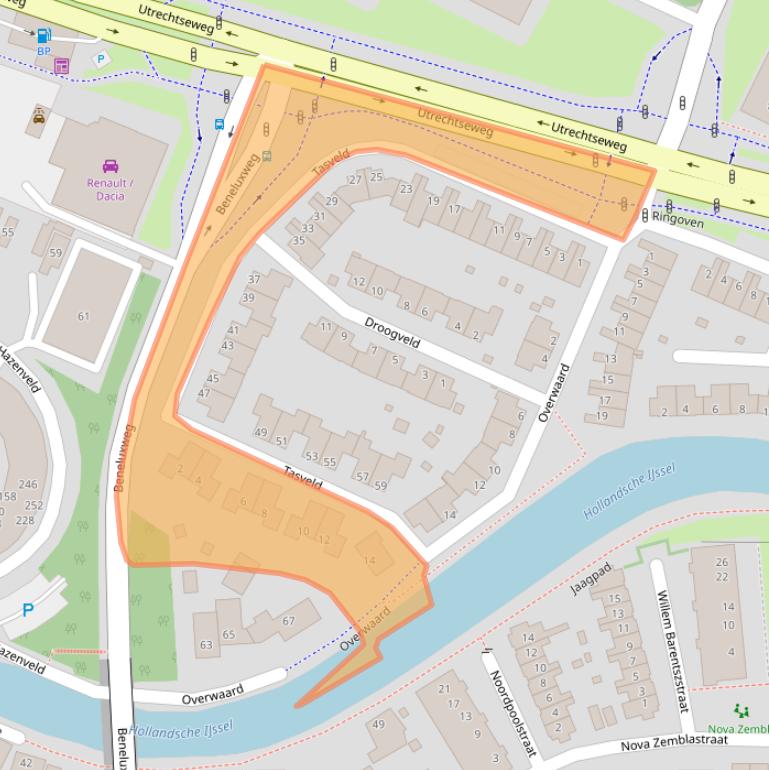 Kaart van postcodegebied 3402SK.