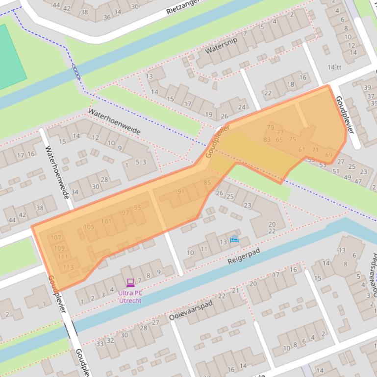 Kaart van postcodegebied 3403AS.
