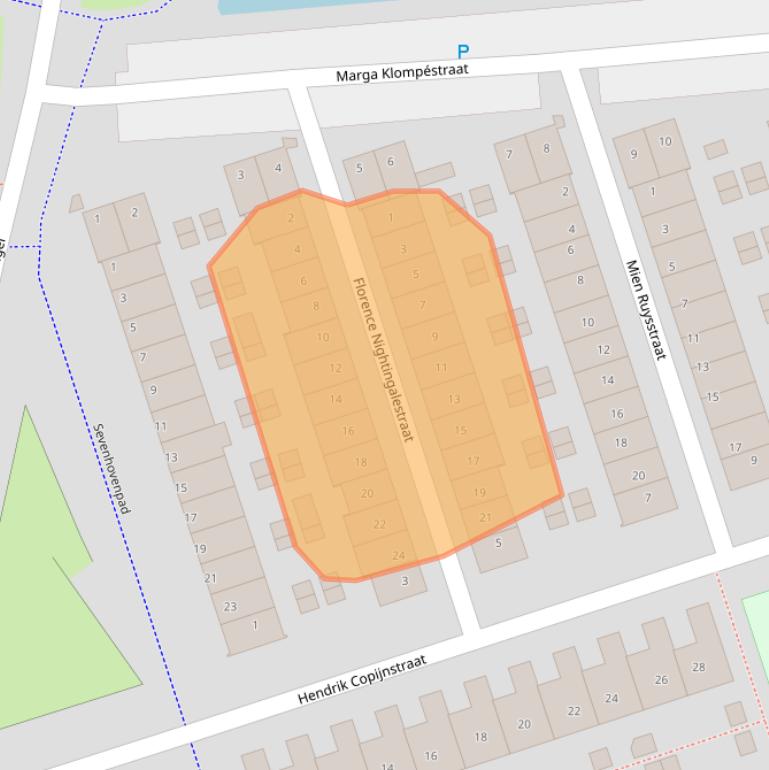 Kaart van postcodegebied 3404XB.
