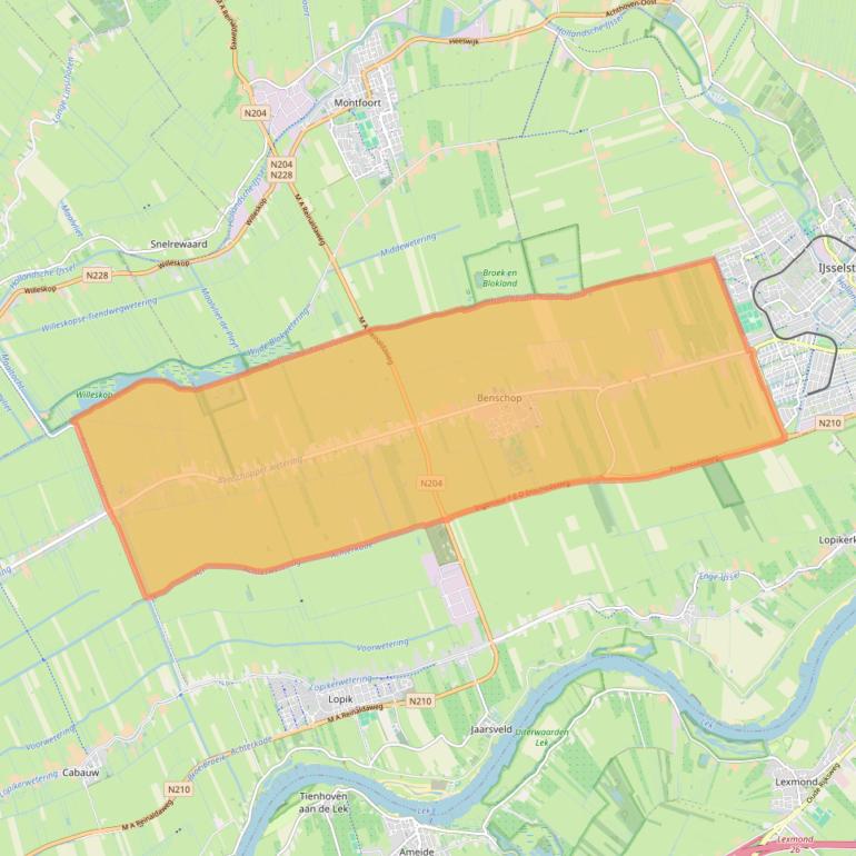 Kaart van postcodegebied 3405.