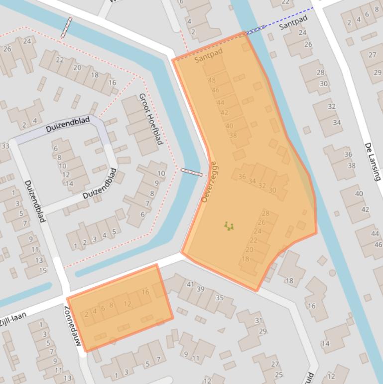 Kaart van postcodegebied 3405DE.