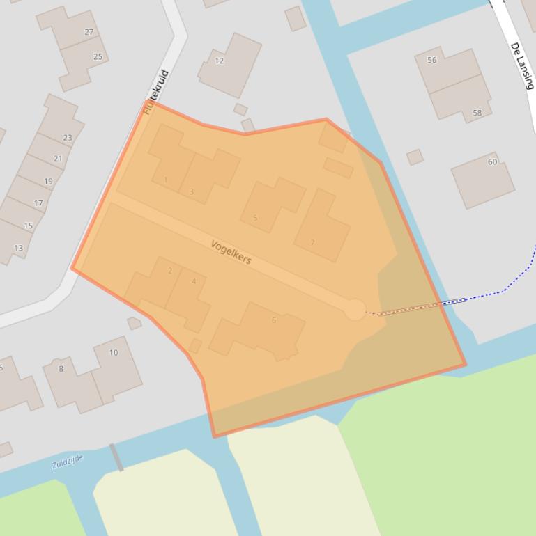 Kaart van postcodegebied 3405DJ.