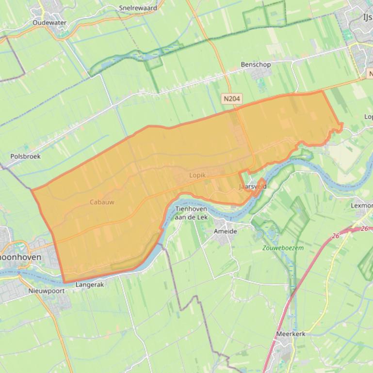 Kaart van postcodegebied 3411.