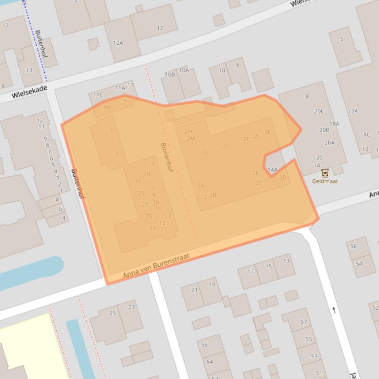 Kaart van postcodegebied 3411AX.