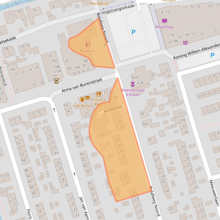 Kaart van postcodegebied 3411BJ.