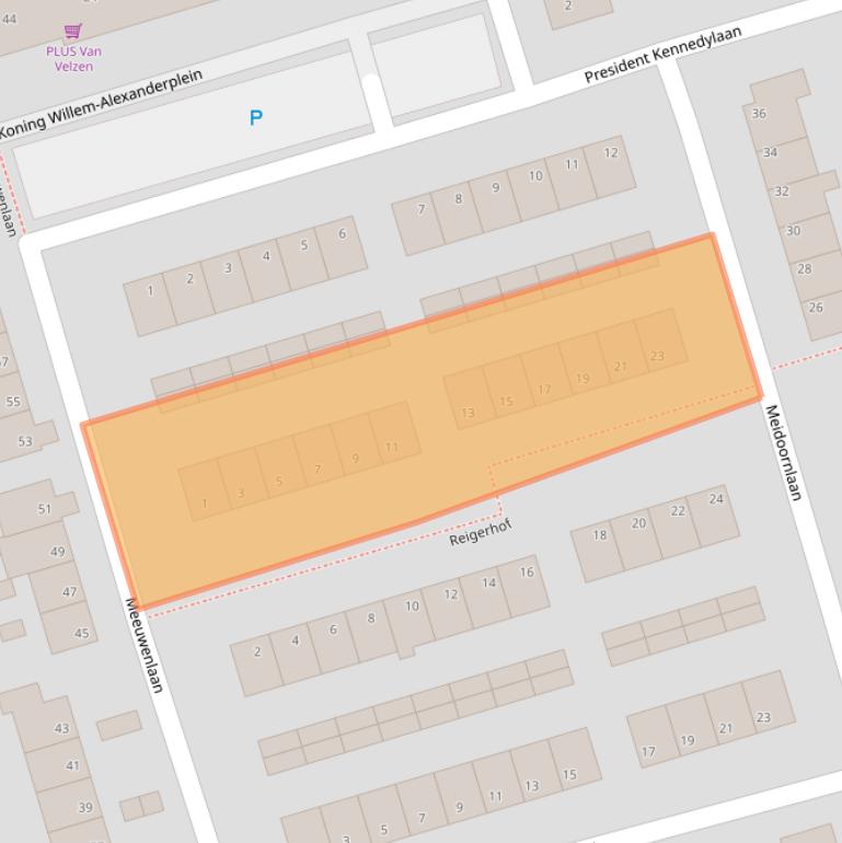 Kaart van postcodegebied 3411BV.