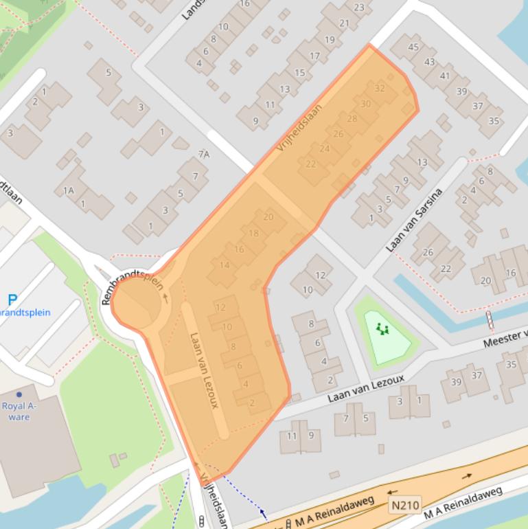 Kaart van postcodegebied 3411GG.