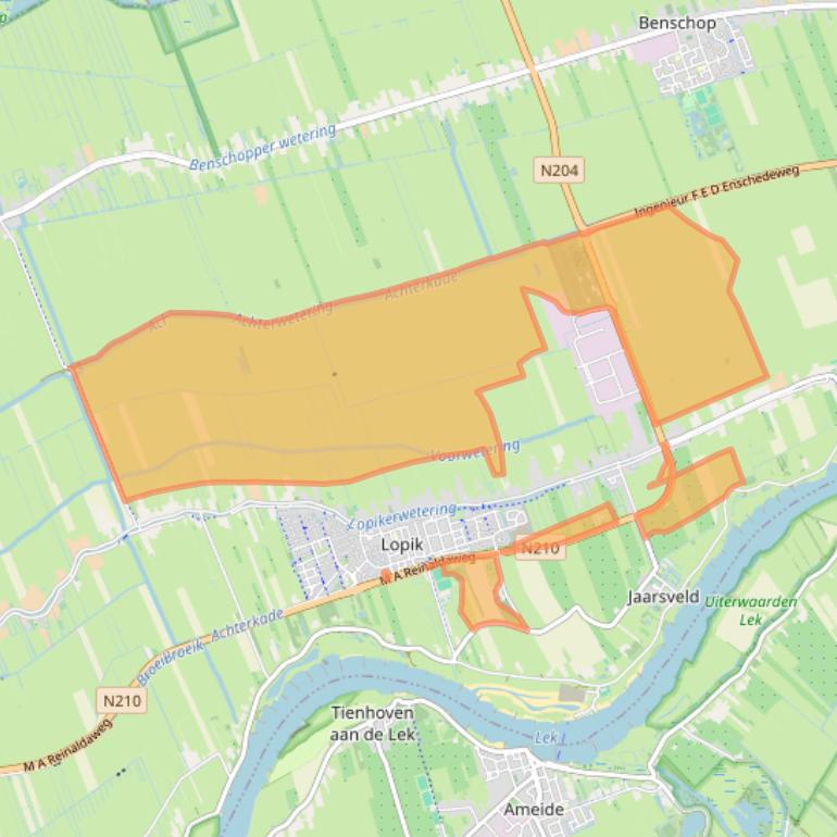 Kaart van postcodegebied 3411MB.