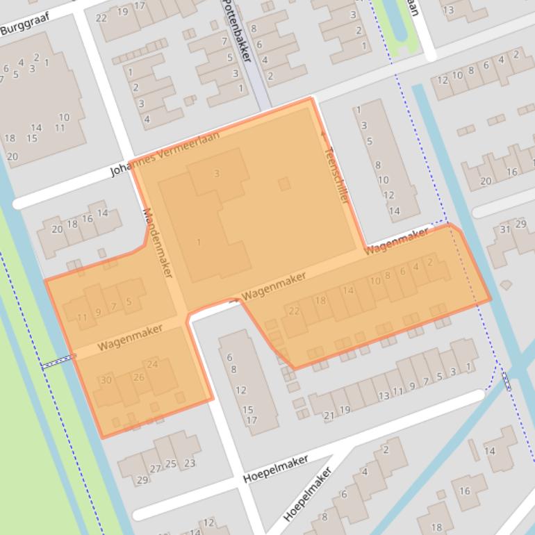 Kaart van postcodegebied 3411WN.