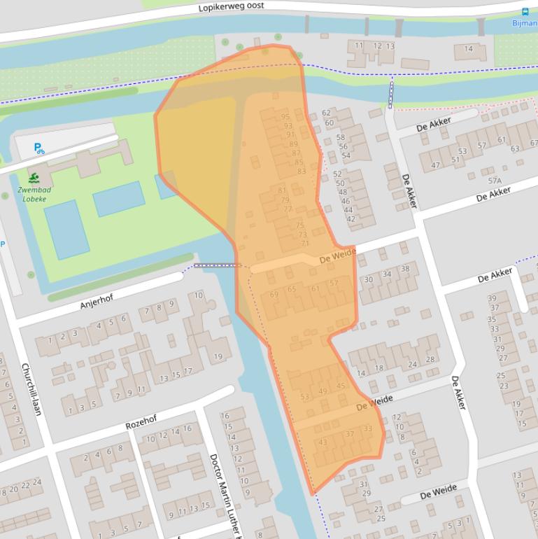 Kaart van postcodegebied 3411ZB.