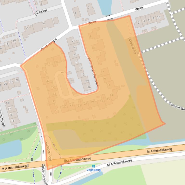 Kaart van postcodegebied 3411ZN.
