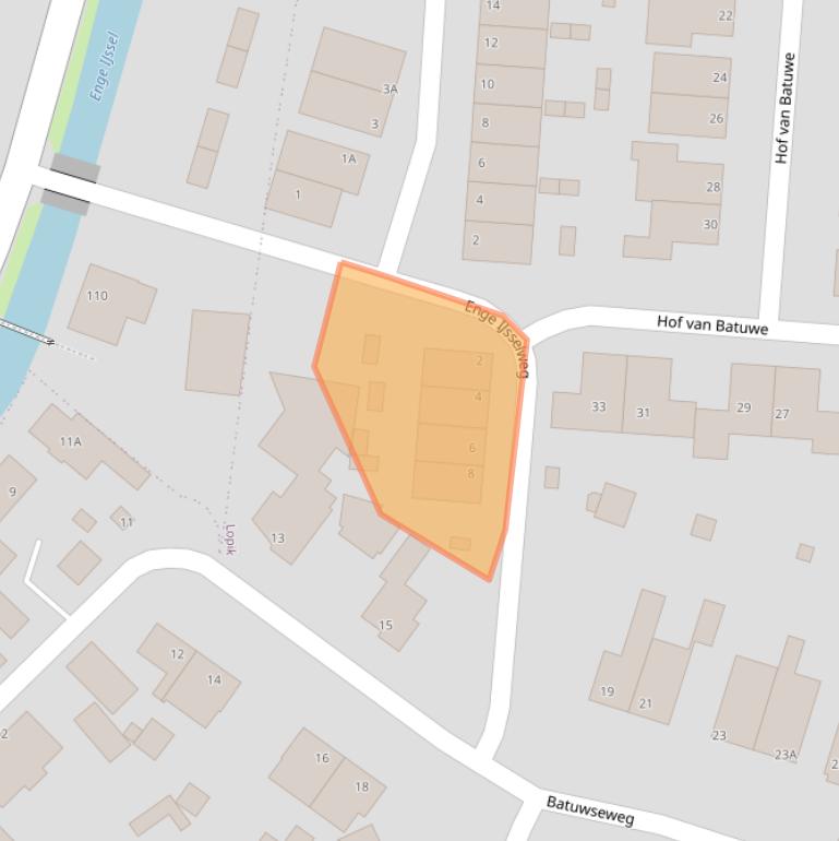 Kaart van postcodegebied 3412JA.