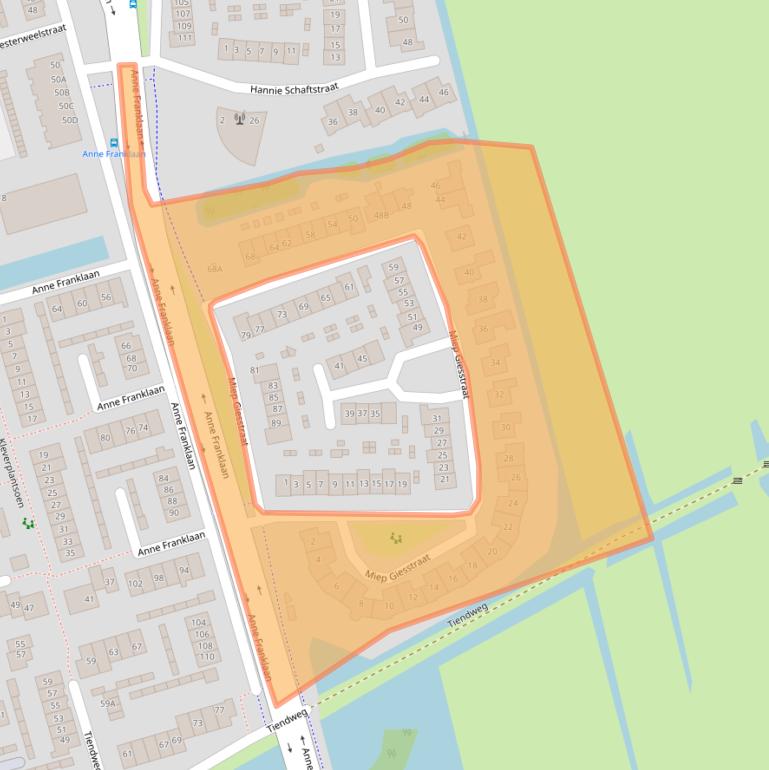 Kaart van postcodegebied 3417CZ.