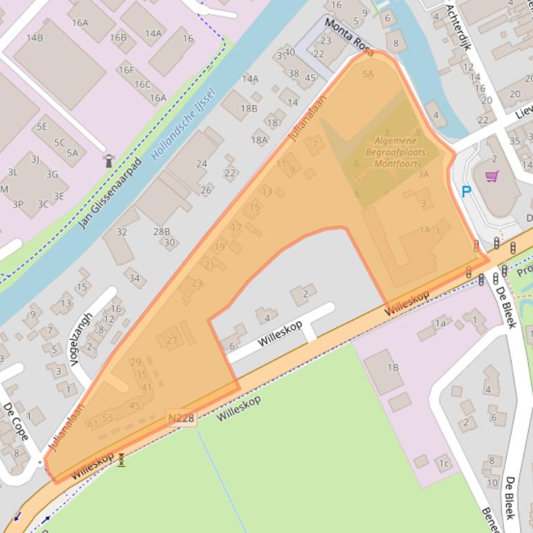 Kaart van postcodegebied 3417GJ.