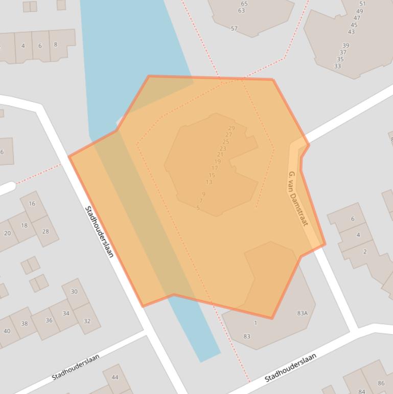 Kaart van postcodegebied 3417WB.