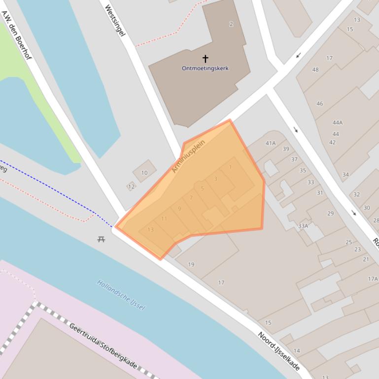 Kaart van postcodegebied 3421BC.