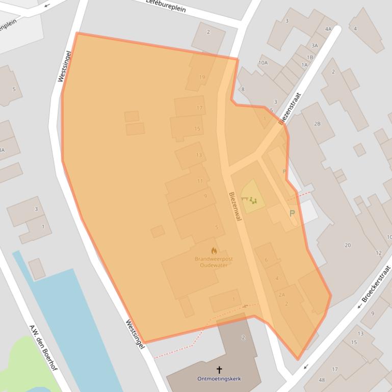 Kaart van postcodegebied 3421BE.