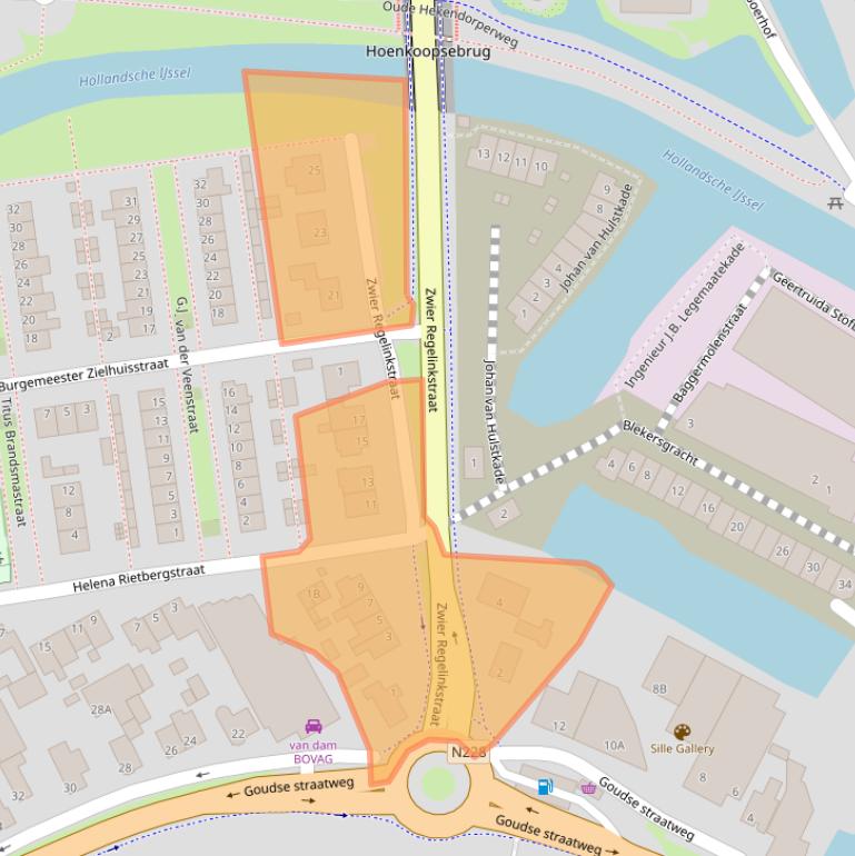 Kaart van postcodegebied 3421BZ.