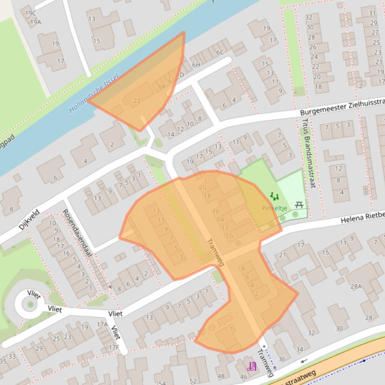 Kaart van postcodegebied 3421CJ.
