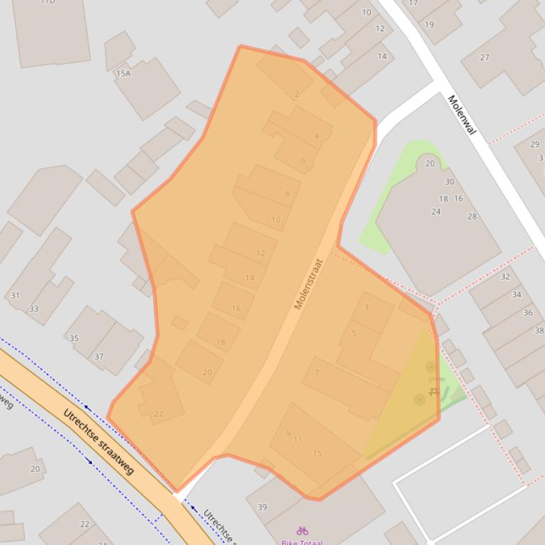 Kaart van postcodegebied 3421CL.