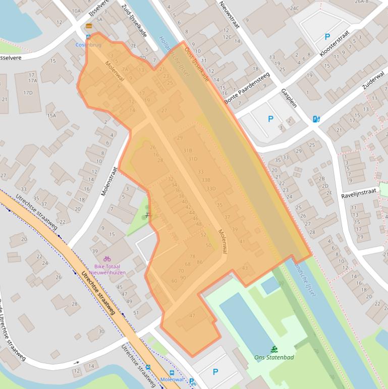 Kaart van postcodegebied 3421CM.