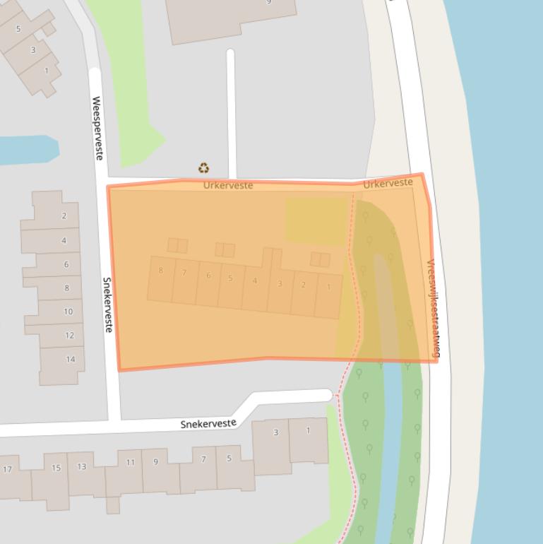 Kaart van postcodegebied 3432RA.