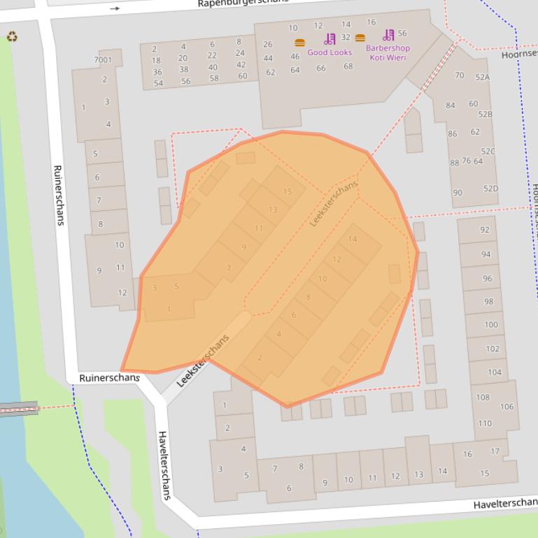 Kaart van postcodegebied 3432TV.