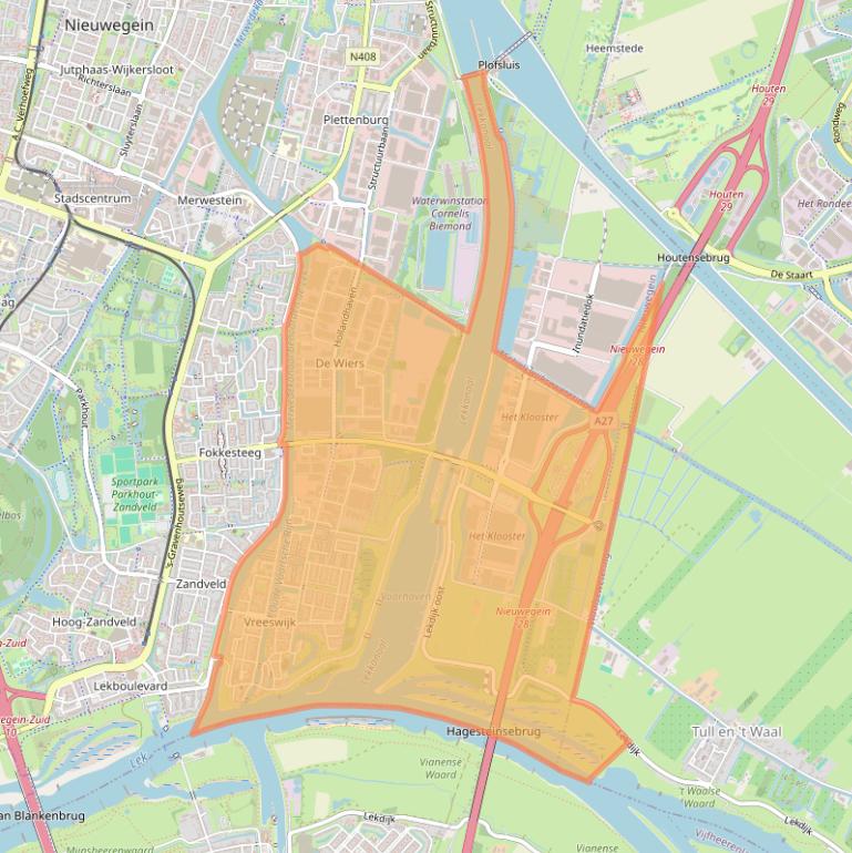Kaartafbeelding, ingezoomd op postcodegebied 3433.