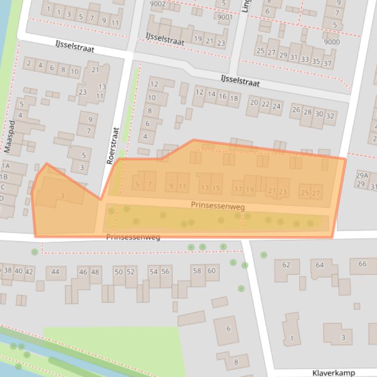 Kaart van postcodegebied 3433AA.